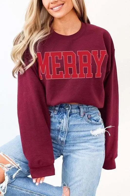 Merry Graphic Fleece Sweatshirts - Love Salve